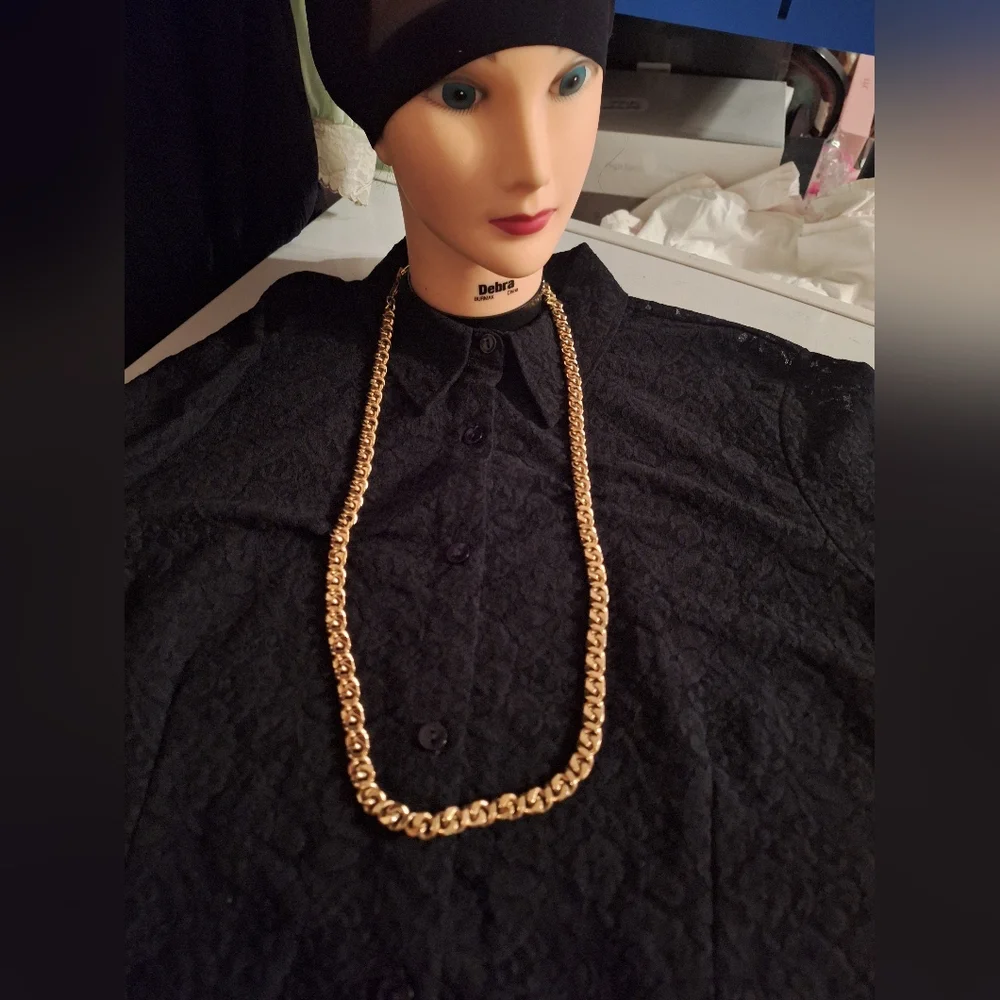 Vintage GIVENCHY Gold Toned  Heavy  Chain Link Necklace 37 inches Statement 8 OZ - Picture 2 of 11